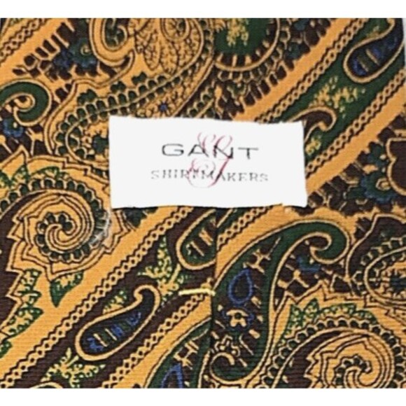 Gant Vintage Tie Challis Wool Paisley Orange Wide Swing Art Deco MCM Mob Mad Men - Picture 4 of 12